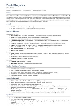 Daniel Brayshaw CV, page 1